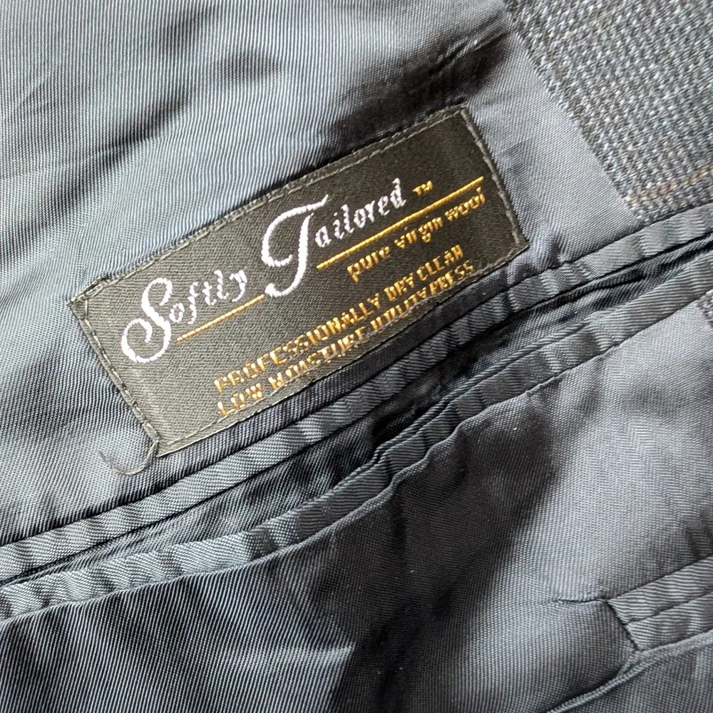 Hart Schaffner Marx Blazer Wool‎ Blend Men's Charcoal Glen Plaid Sport Coat 43R